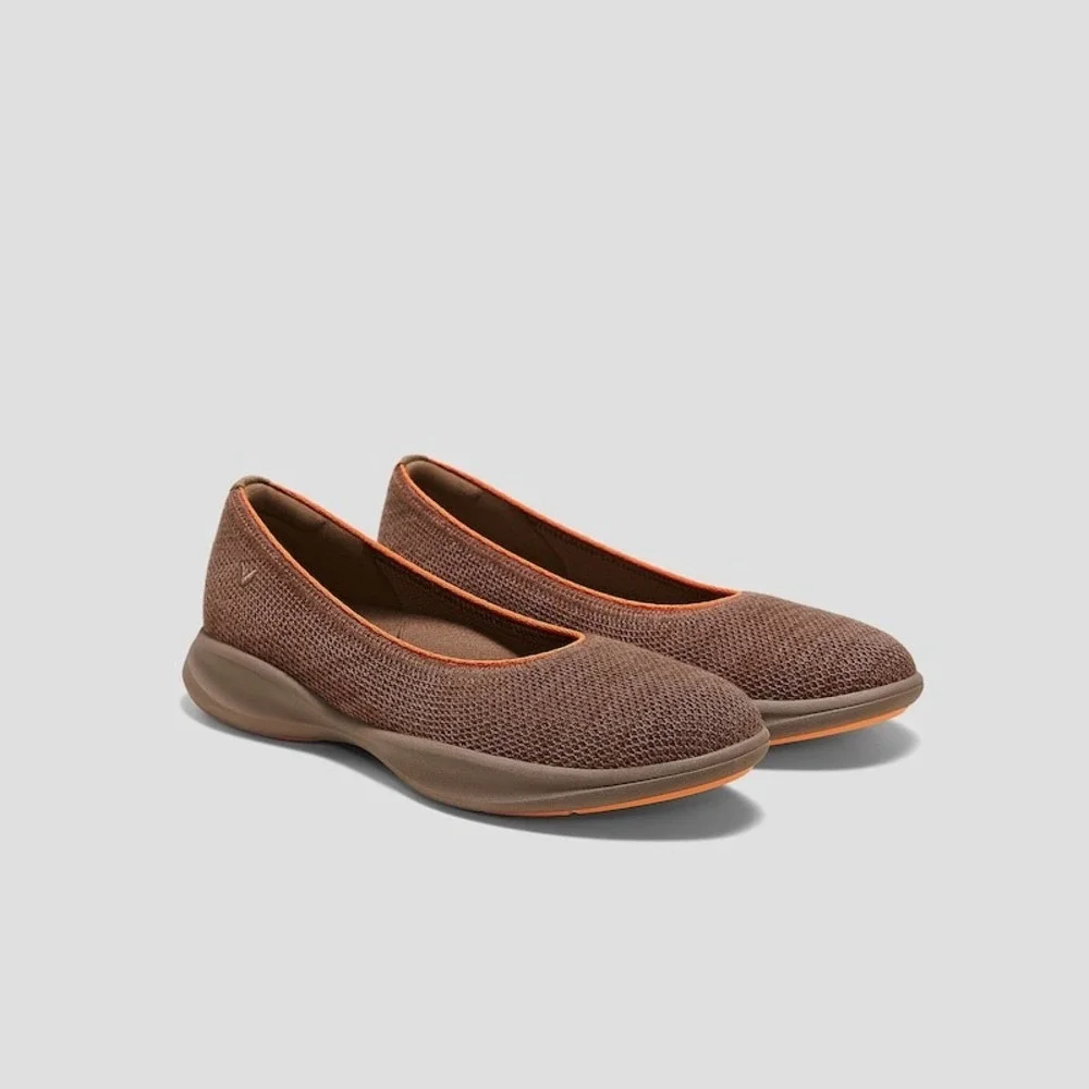 VIVAIA Coffee & Orange Water-Repellent Wool Ballet Flats‎ Walker Pro Hybrid